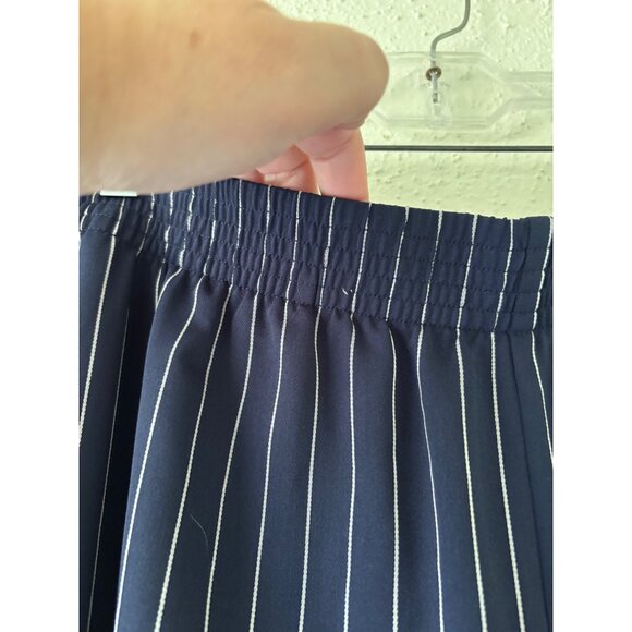 Babaton Womens Navy Striped Elastic Waist Wide-Leg Pants Size L - Picture 8 of 13